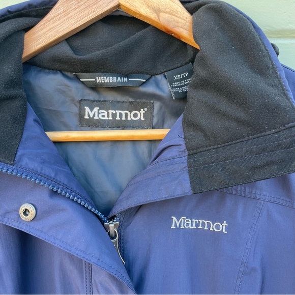 Marmot XS Membrain trench coat hooded rain jacket Navy - Picture 5 of 16